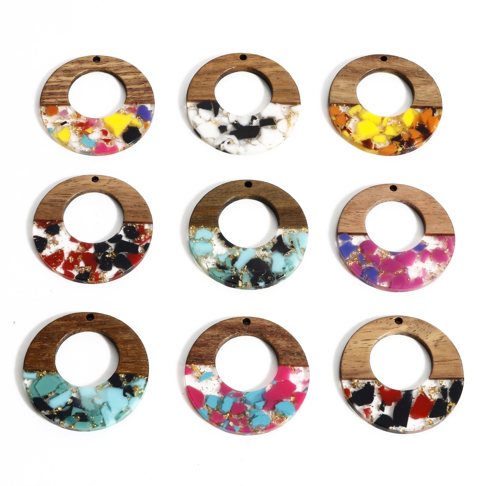 Woodworking Resin - 2 Stuk Vintage Houten Charms Ronde